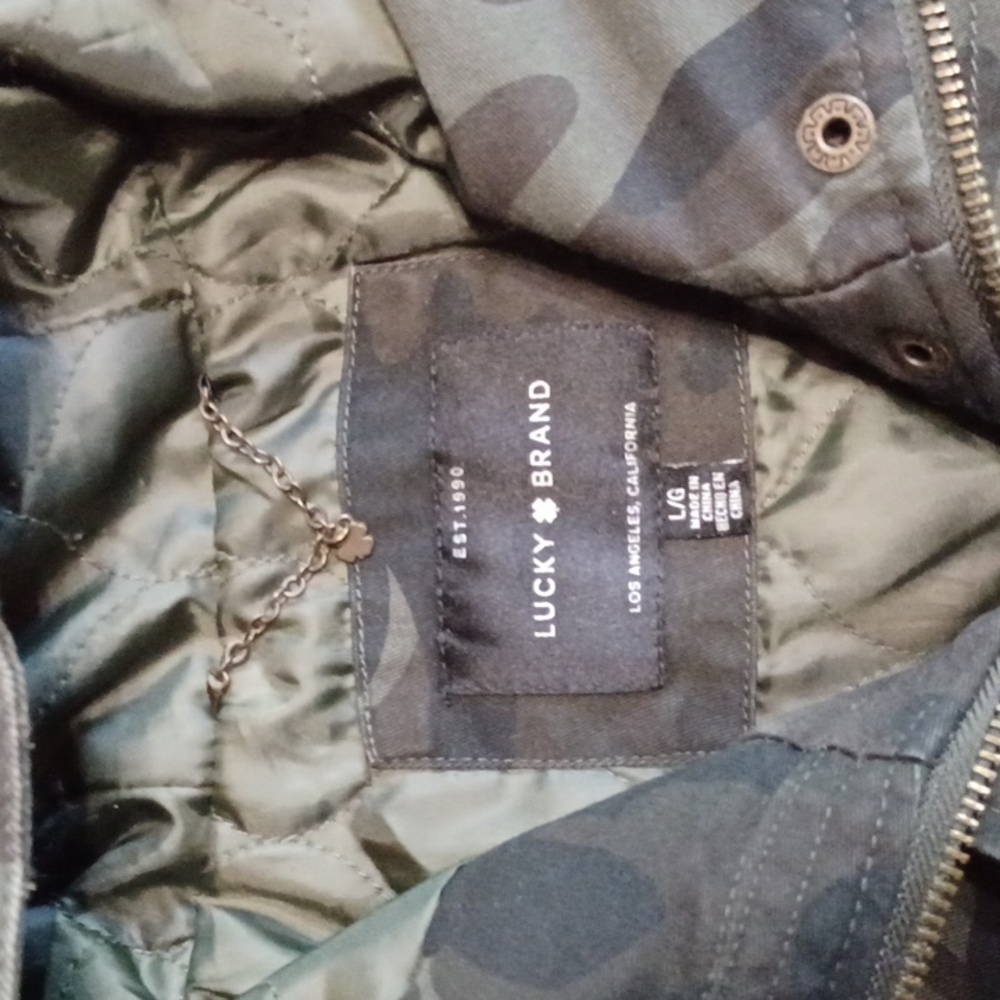 Lucky Brand Women's Camo Full Zip Plus Snap Quilt Lined  Hoodie Jacket Size L - Picture 2 of 10